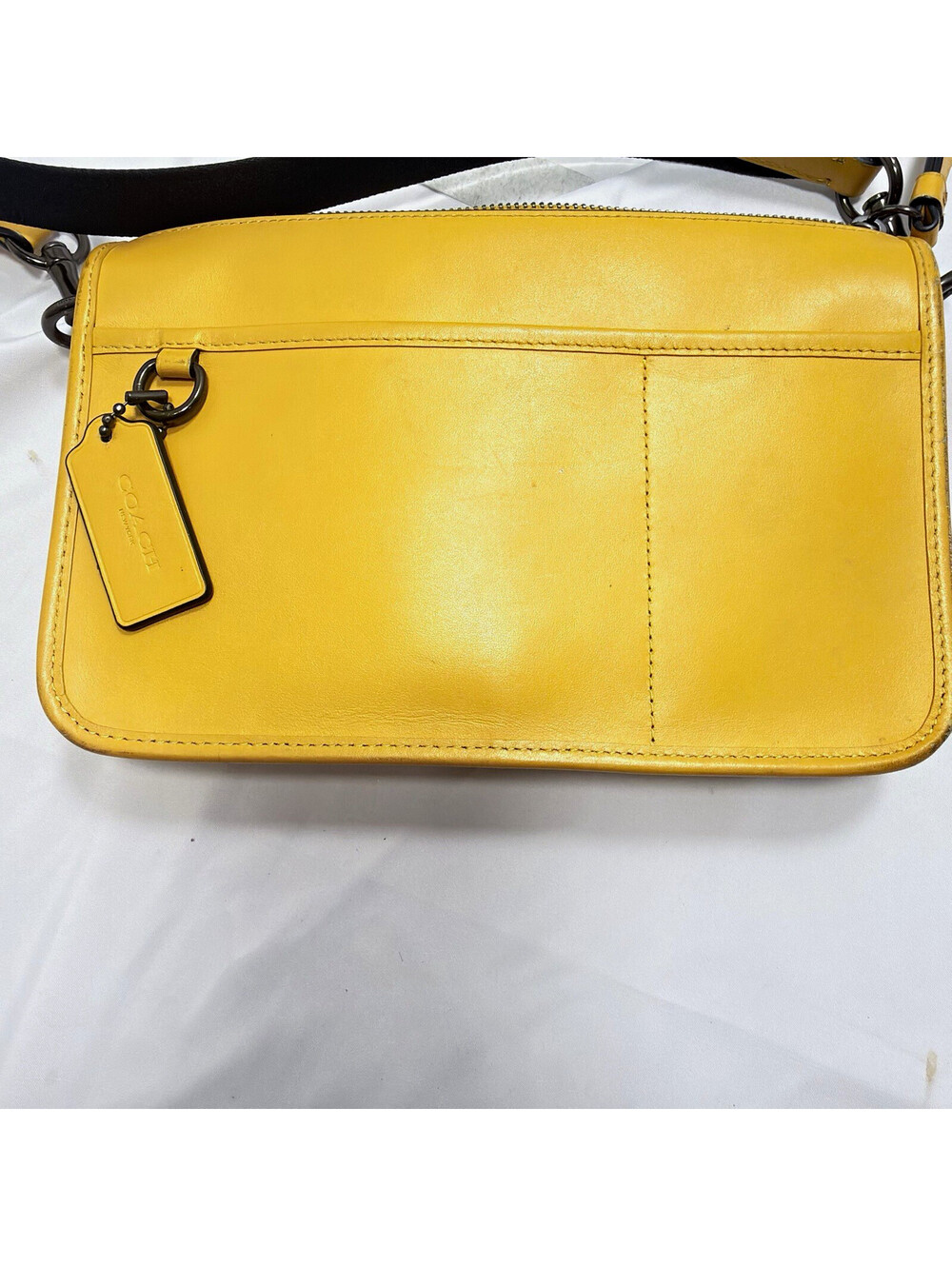 Coach Yellow Small Zip Crossbody Bag Detachable Strap Black Hardware Women